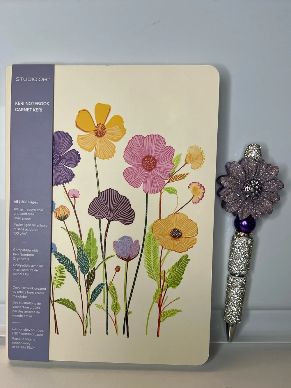 Studio Oh! Keri Floral Notebook With Handmade Floral Pen